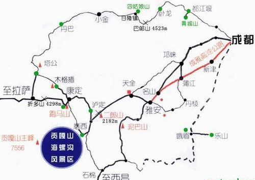 海螺溝途徑地點